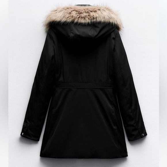 ZARA WATER AND WIND PROTECTION PARKA XS BLACK FUR WINTER COAT JACKET 1255/777 - Picture 7 of 17